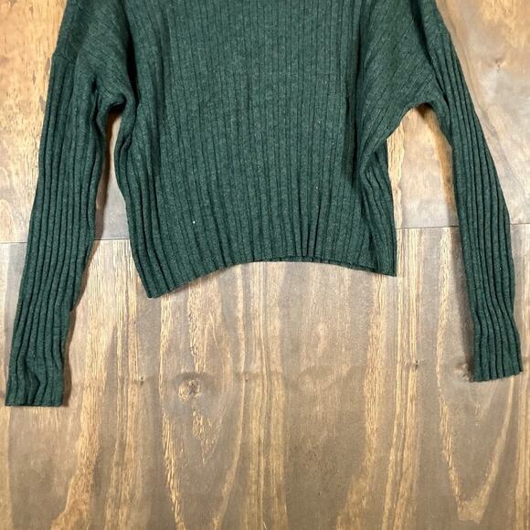 Madewell Womens Sweater Forest Green Ribbed Knit Mock Neck XLarge - Picture 3 of 11